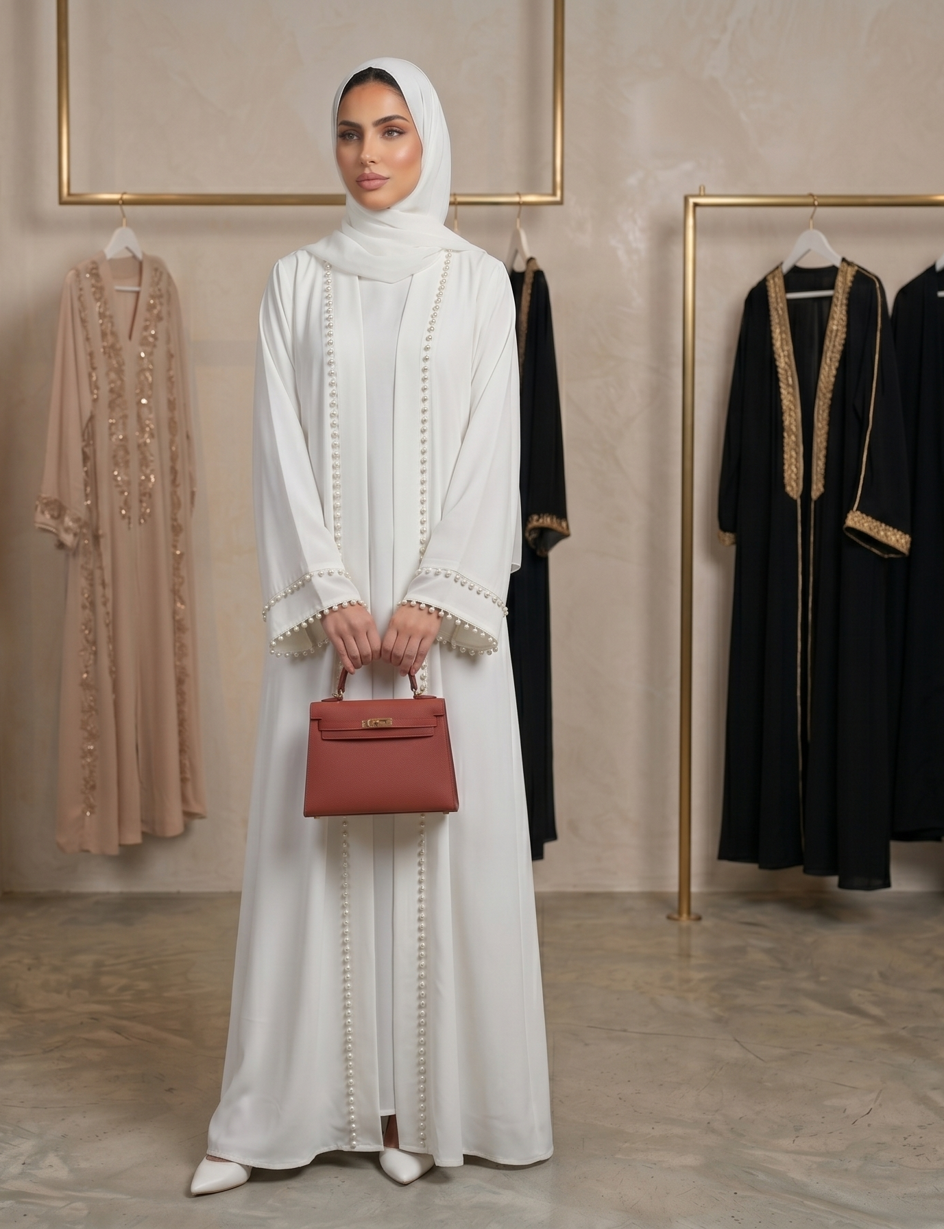 premium white Abaya
