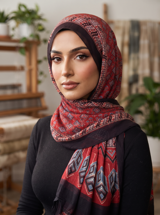 Premium Dark Red Silk Hijab