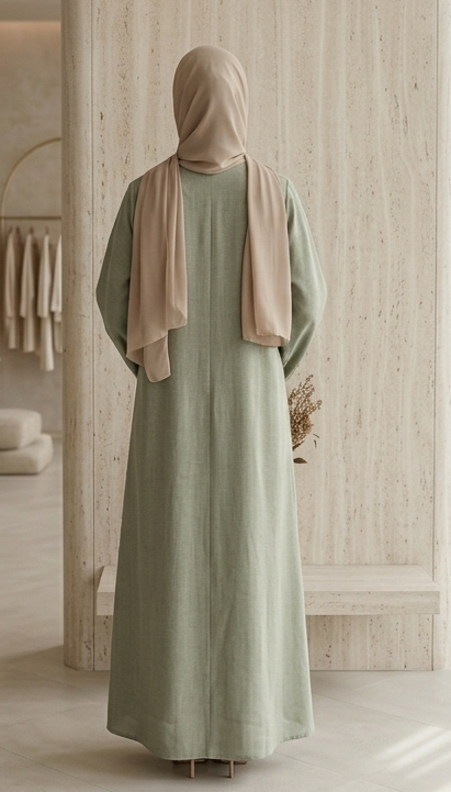 Embroidered Linen Abaya