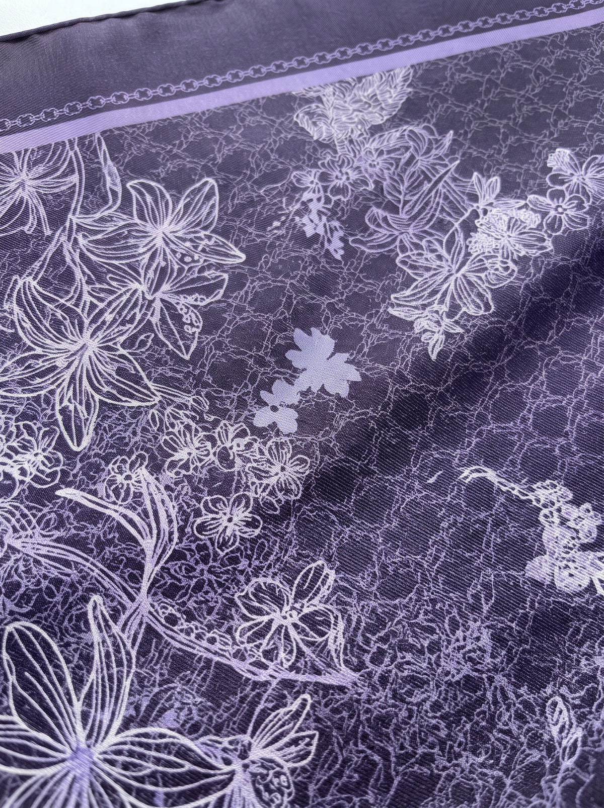 Deep purple Floral Triangle Pearl Chiffon Hijab