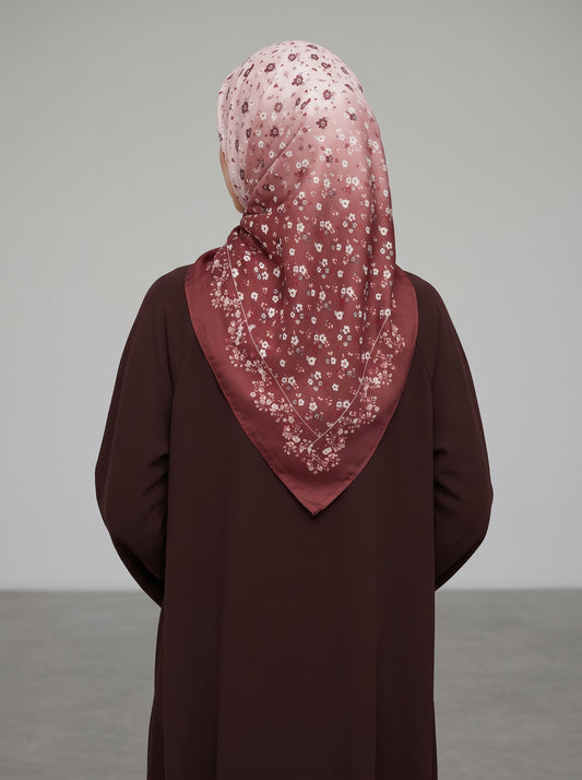 Dual Dusty Rose Tone Floral Silk-Blend Triangle Hijab