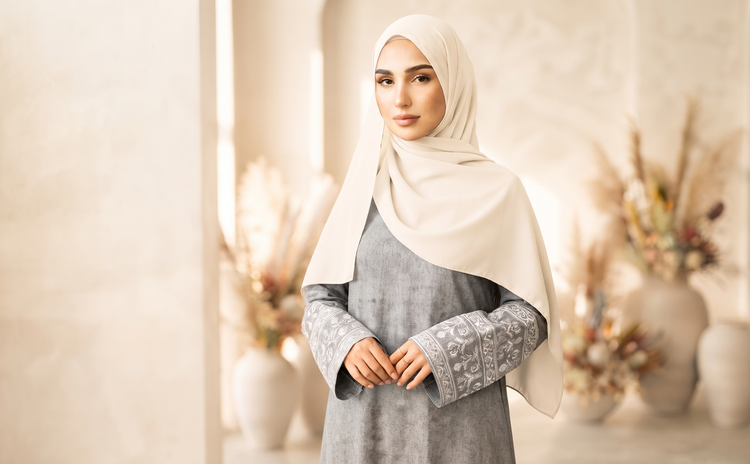 Embroidered Linen Abaya