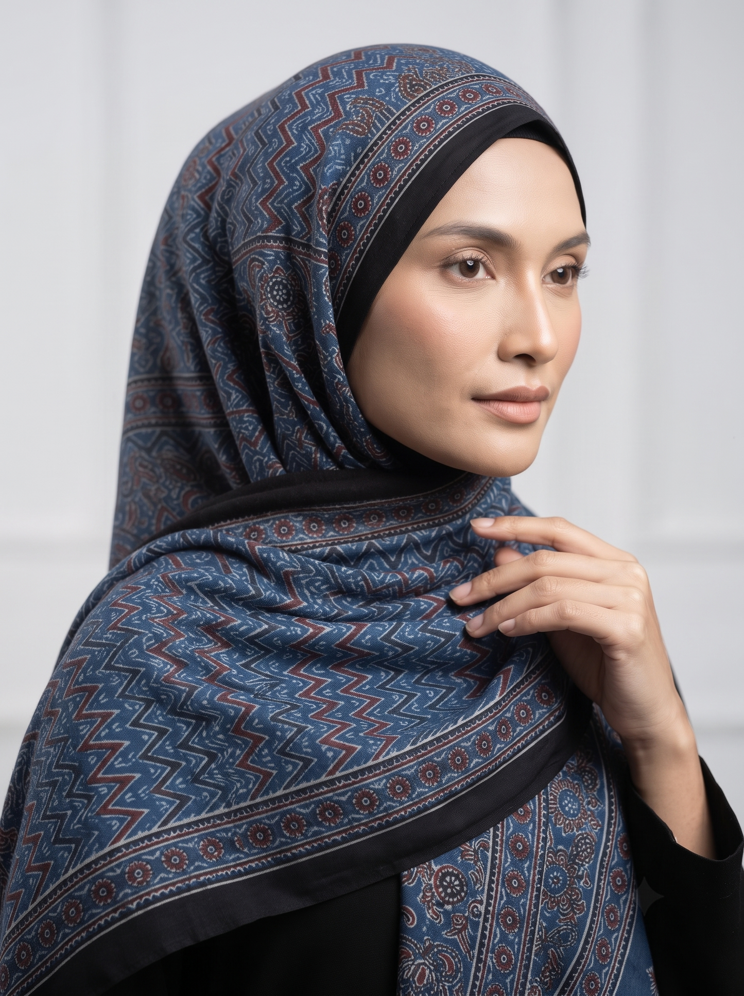 Premium Shipyard Blue Silk Hijab