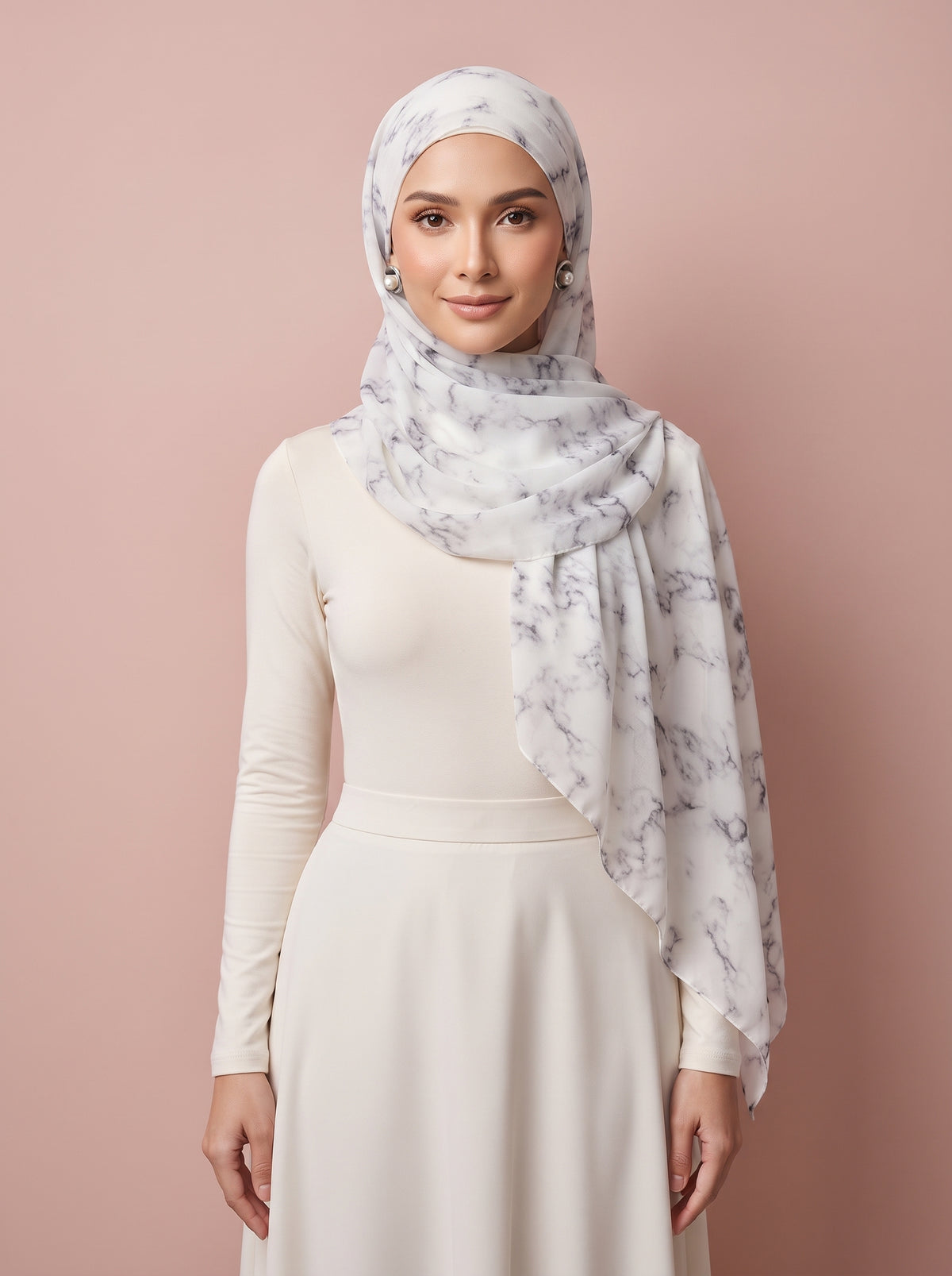 Modal Soft Hijab - White And Gray