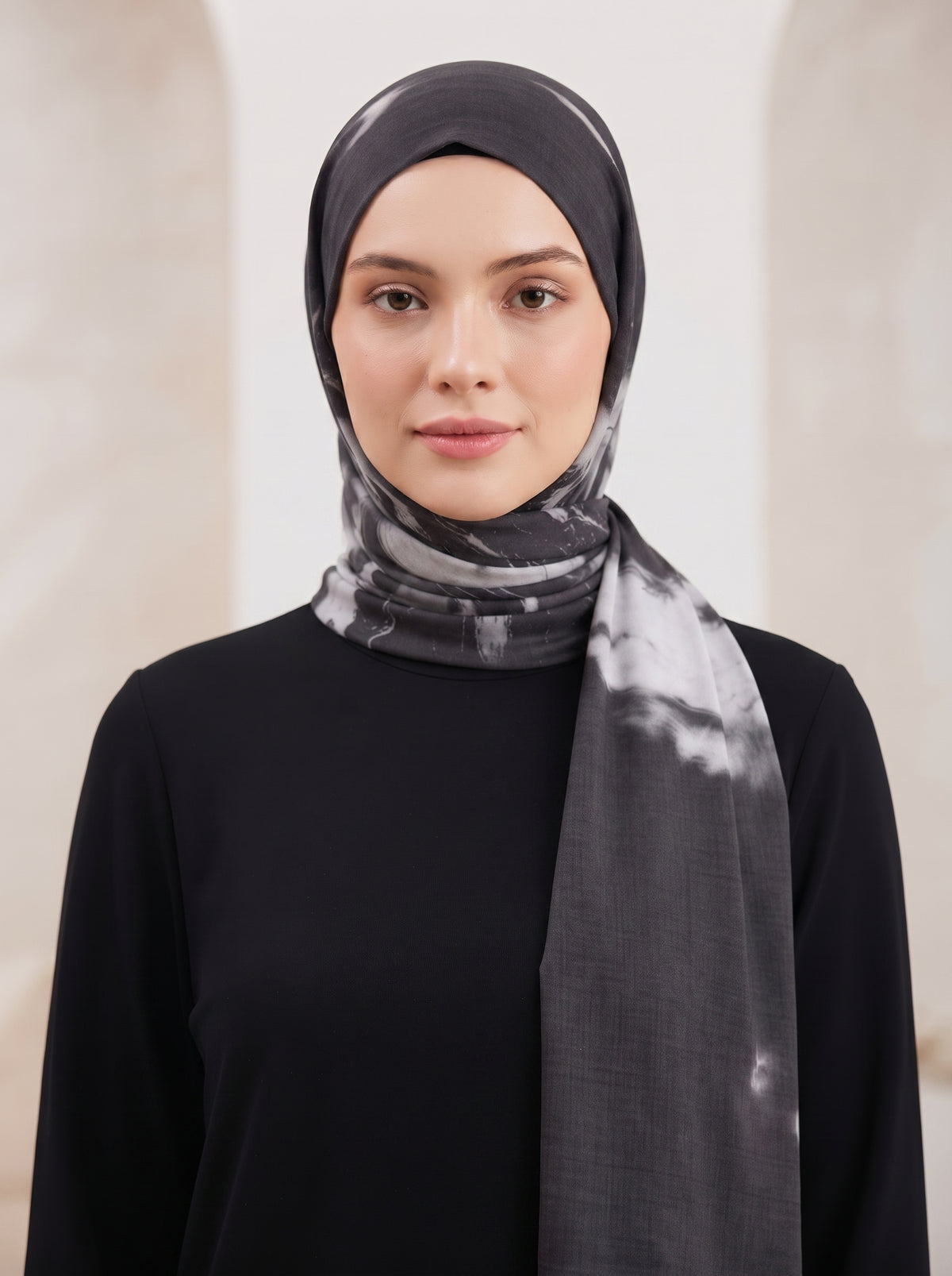Modal Soft Hijab Soft - White and Black
