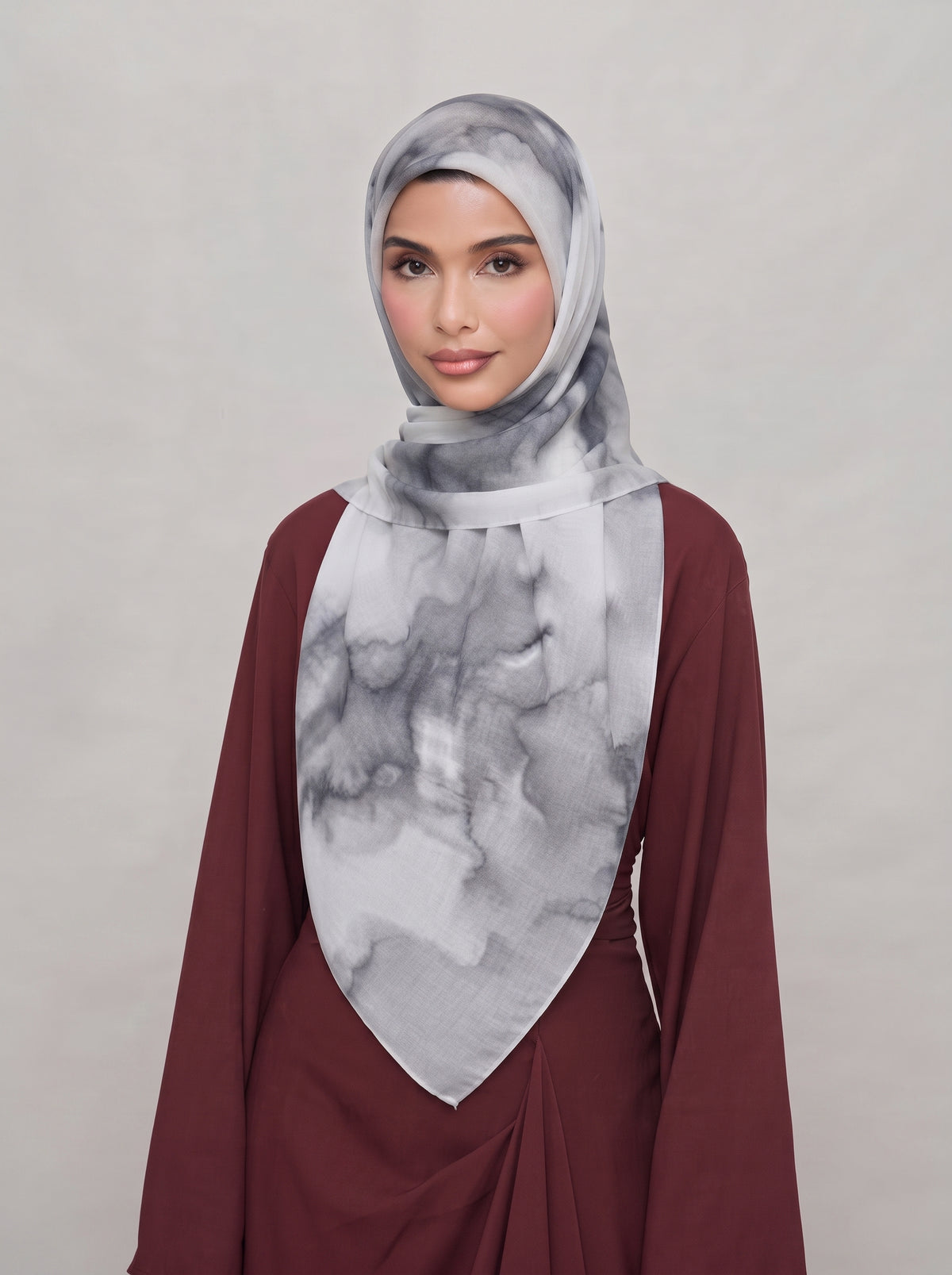 Modal Soft Hijab - Gray and White