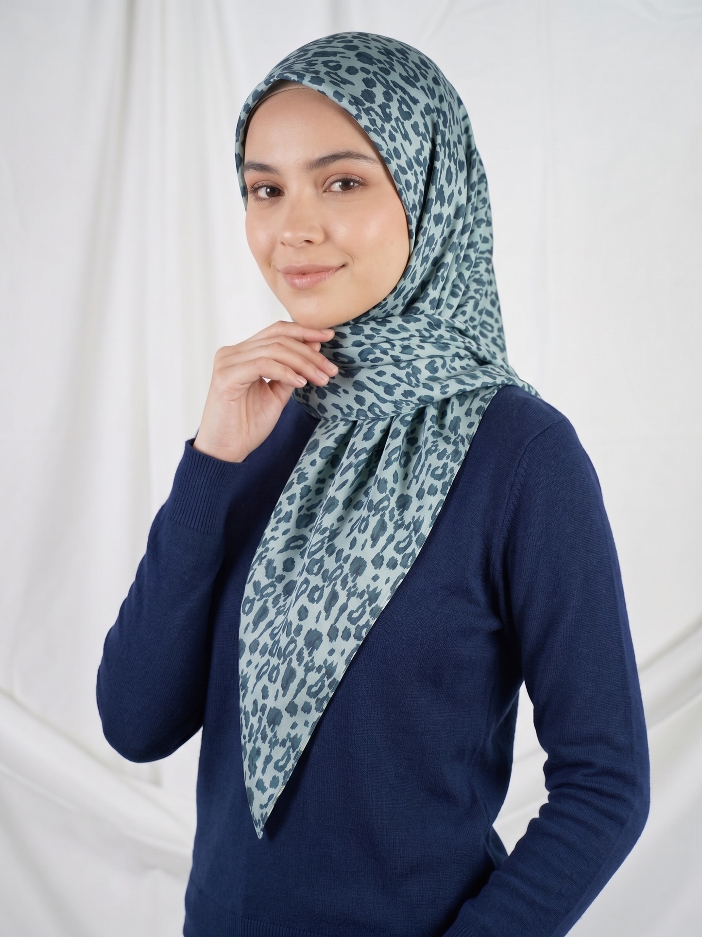 Blue Leopard Print Hijab