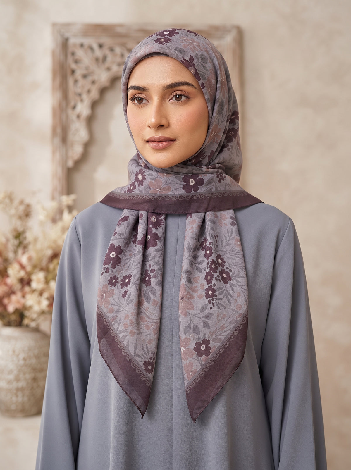 Soft Blush-Pink Cotton Voile Triangle Hijab