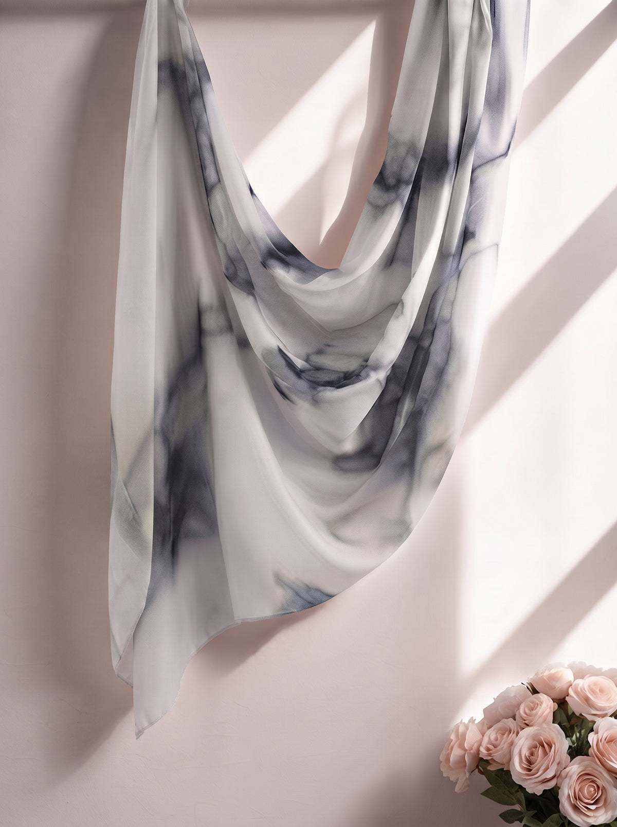 Modal Soft Hijab - Gray and White