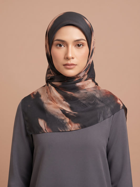 Modal Soft Hijab - Brown And Black