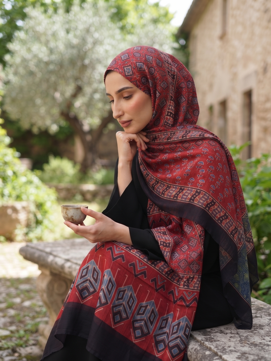 Premium Dark Red Silk Hijab