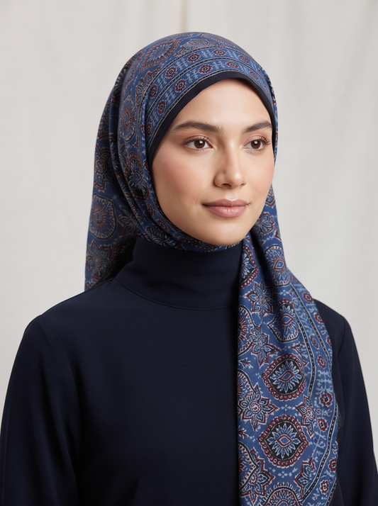 Premium slate Blue Silk Hijab