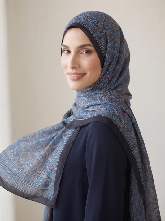 Premium slate Blue Silk Hijab