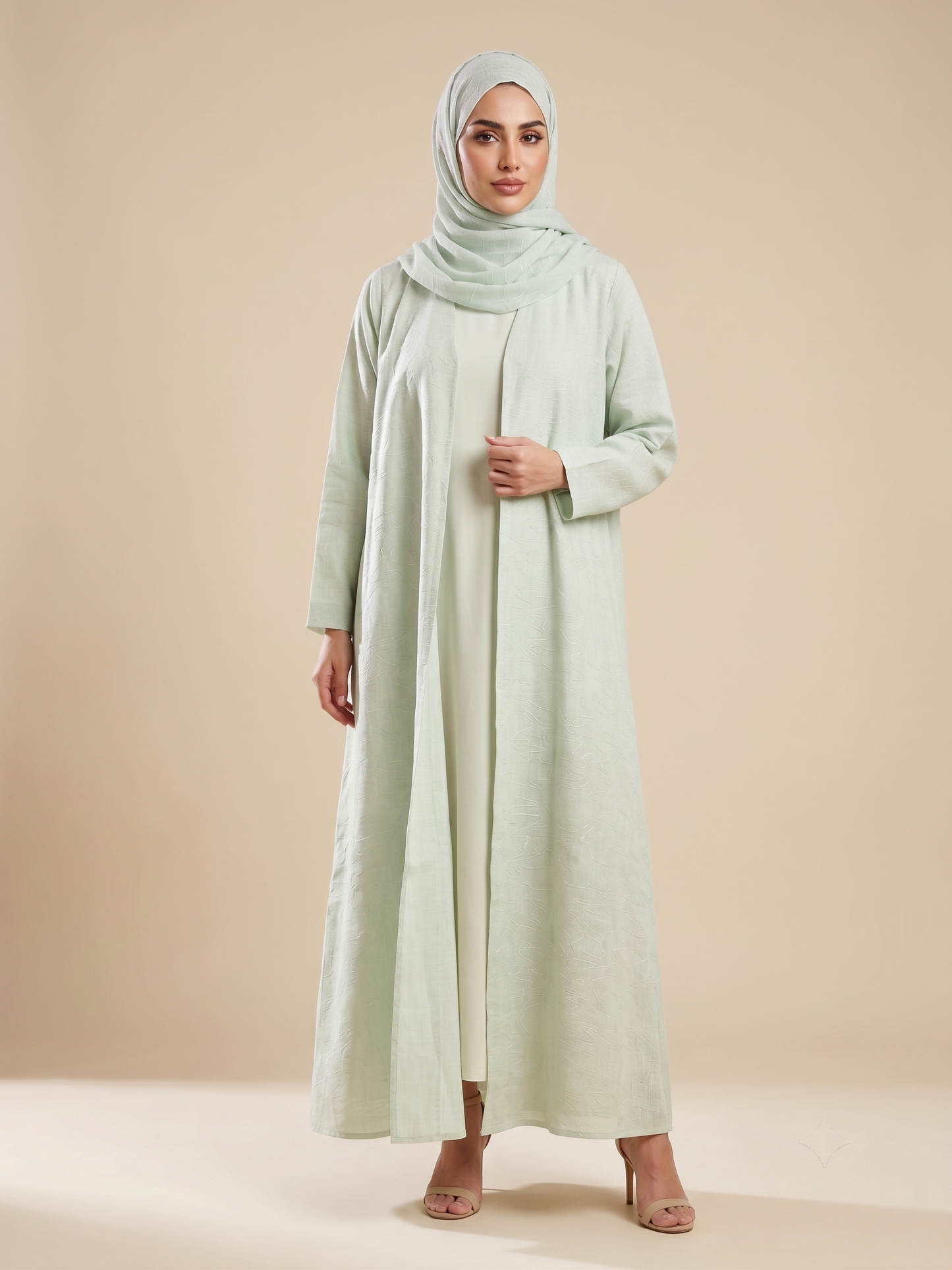 Design Linen Front Open Abaya