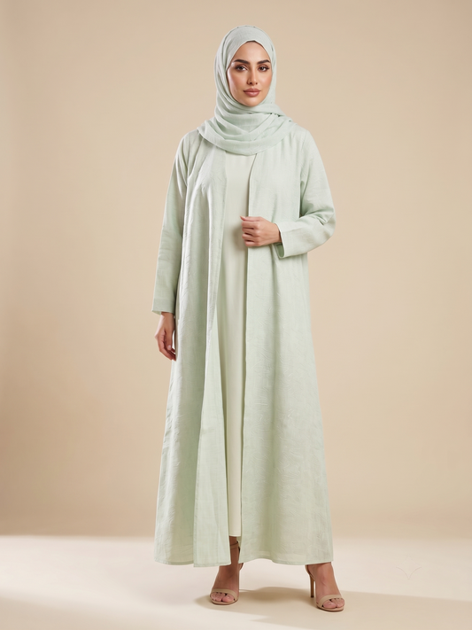 Design Linen Front Open Abaya