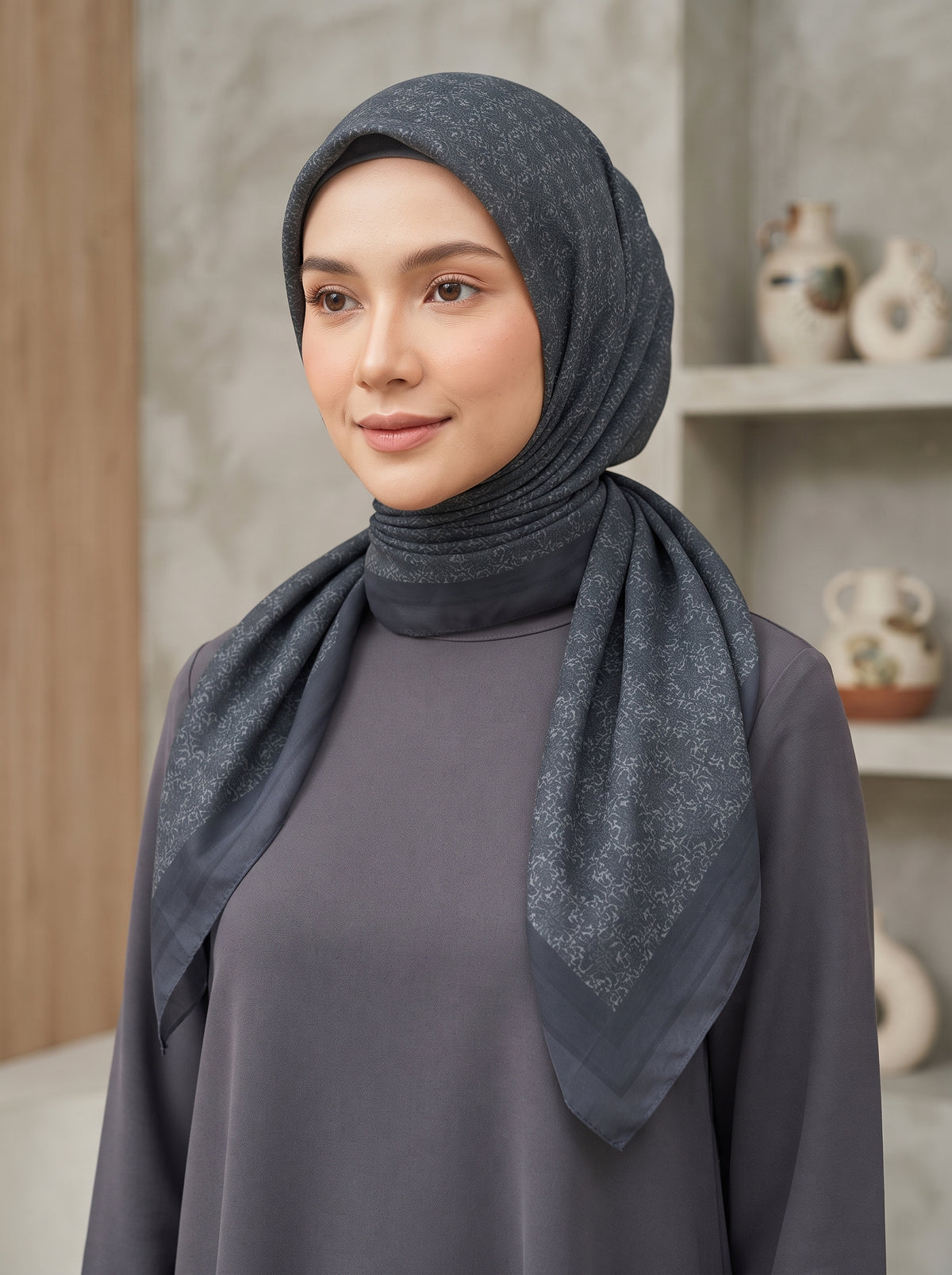 Deep navy blue Cotton Voile Triangle Hijab