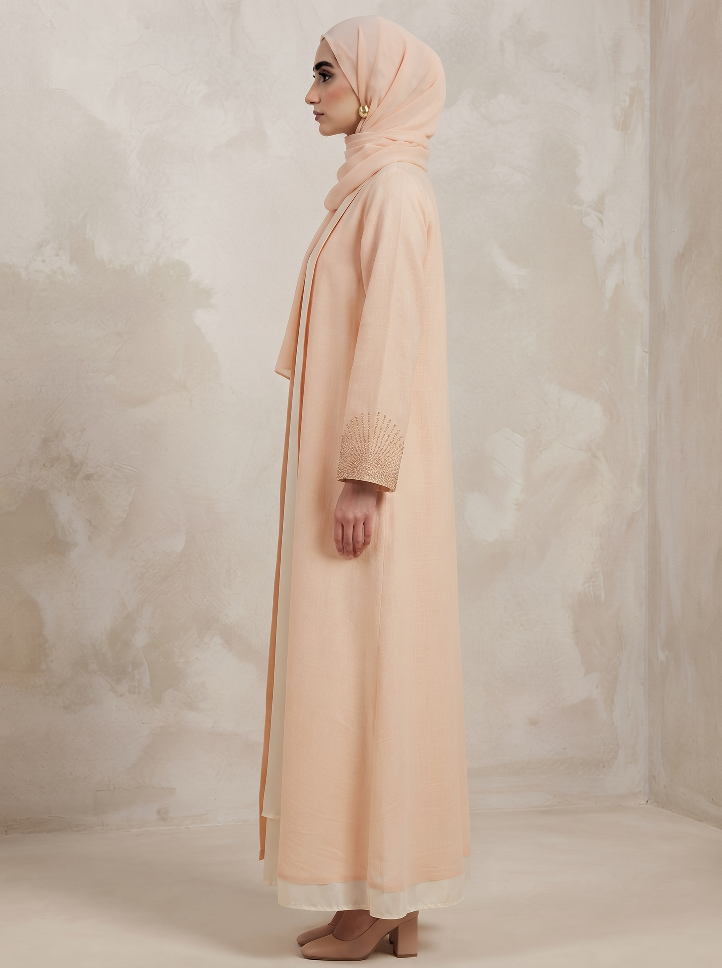 Peach Linen Abaya