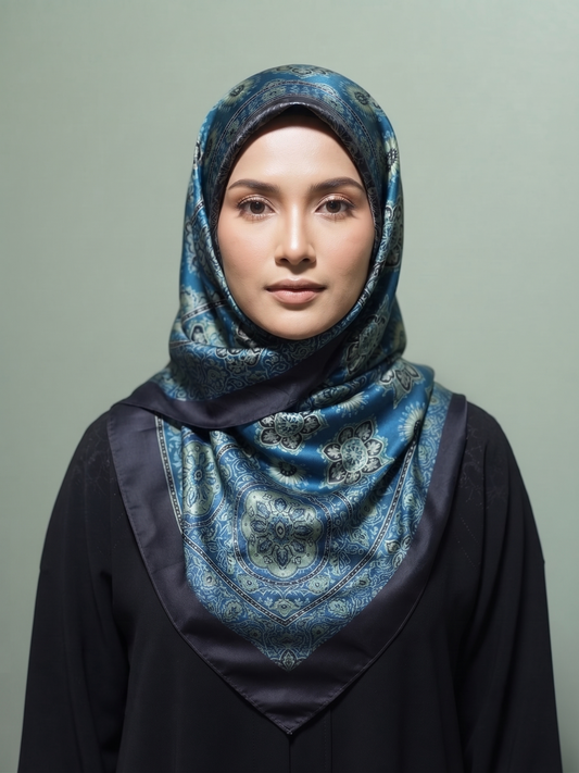 Premium Sapphire Blue Silk Hijab