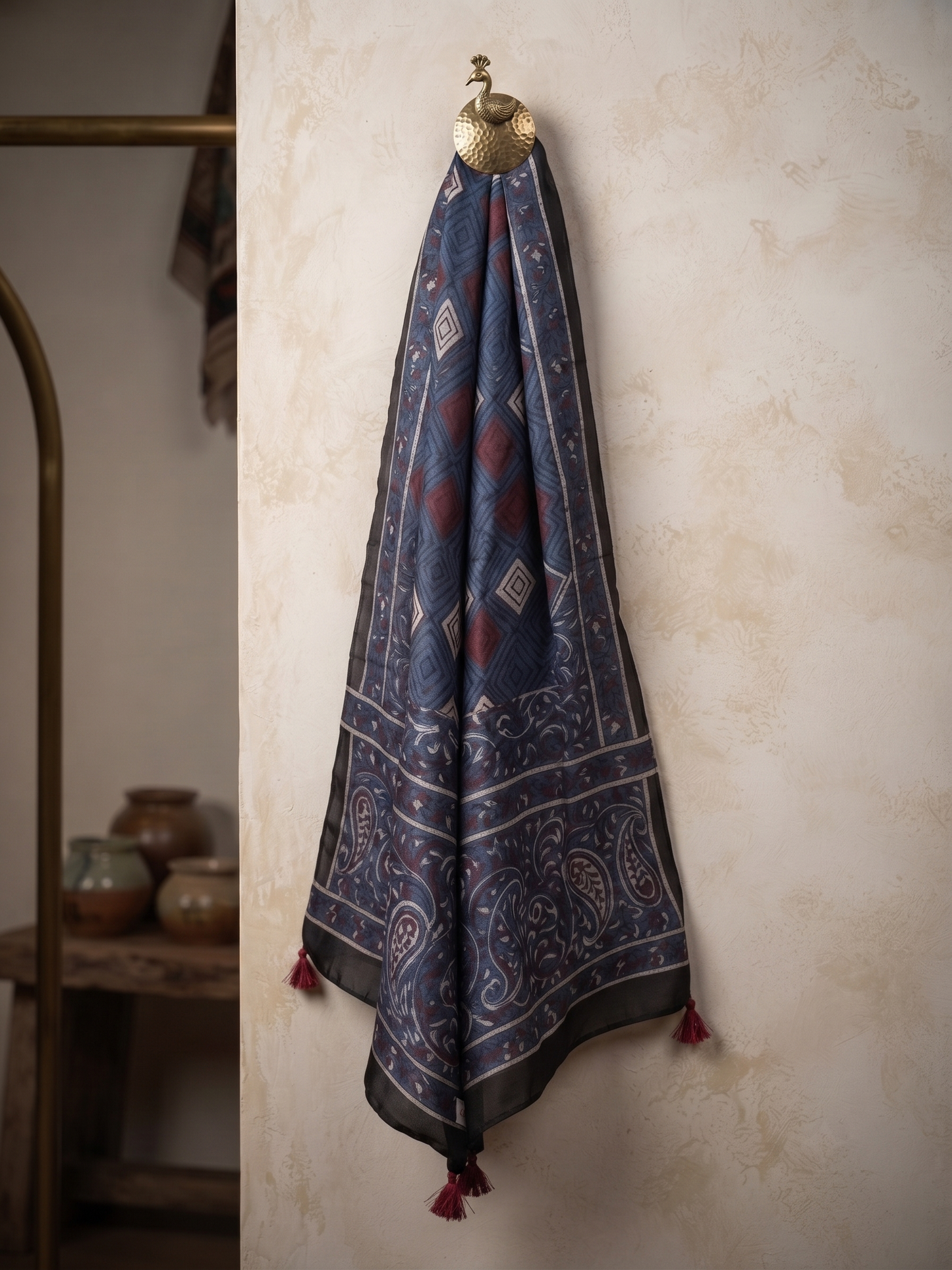 Premium Deep Indigo Blue Silk Hijab
