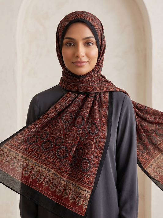 Premium Burgundy Silk Hijab