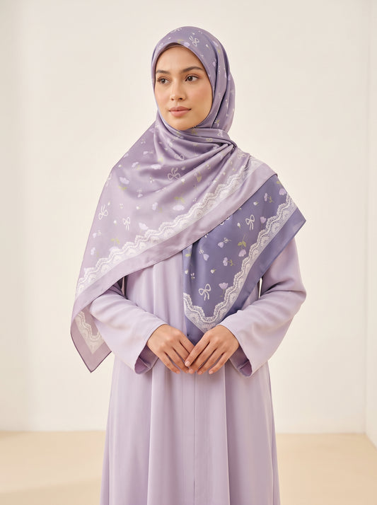 Dual Dusty Lilac Floral Silk-Blend Triangle Hijab