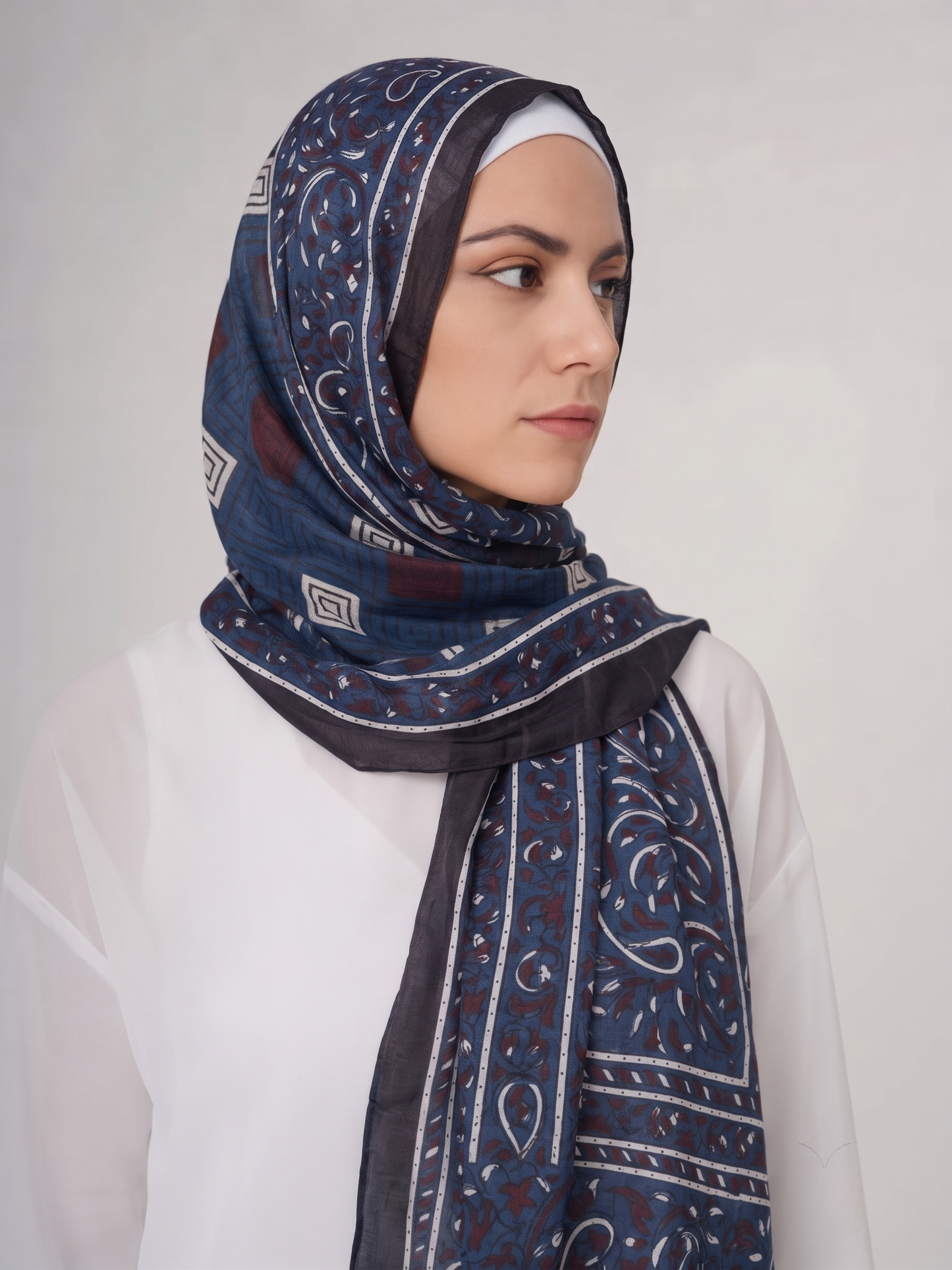 Premium Deep Indigo Blue Silk Hijab