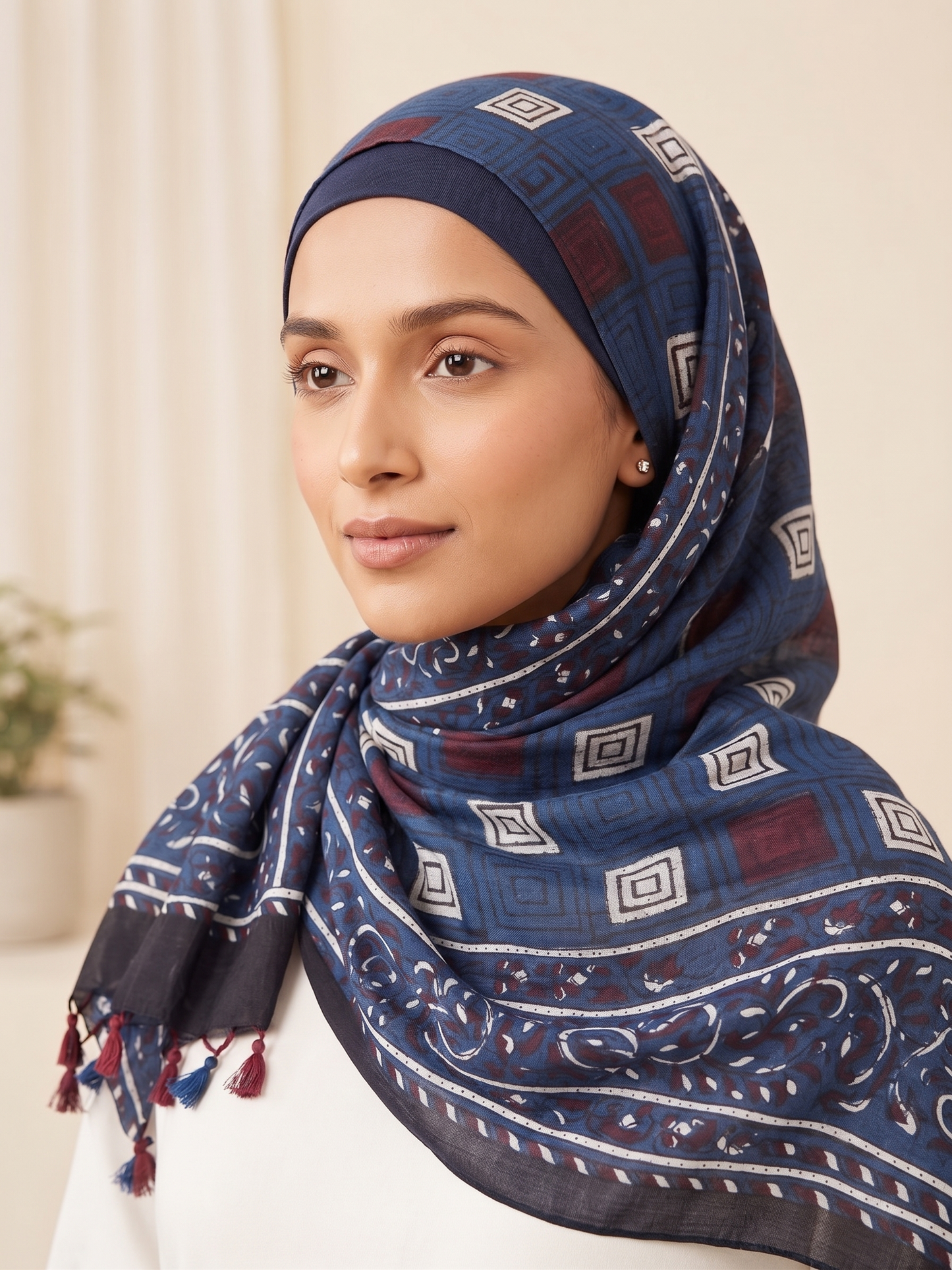 Premium Deep Indigo Blue Silk Hijab