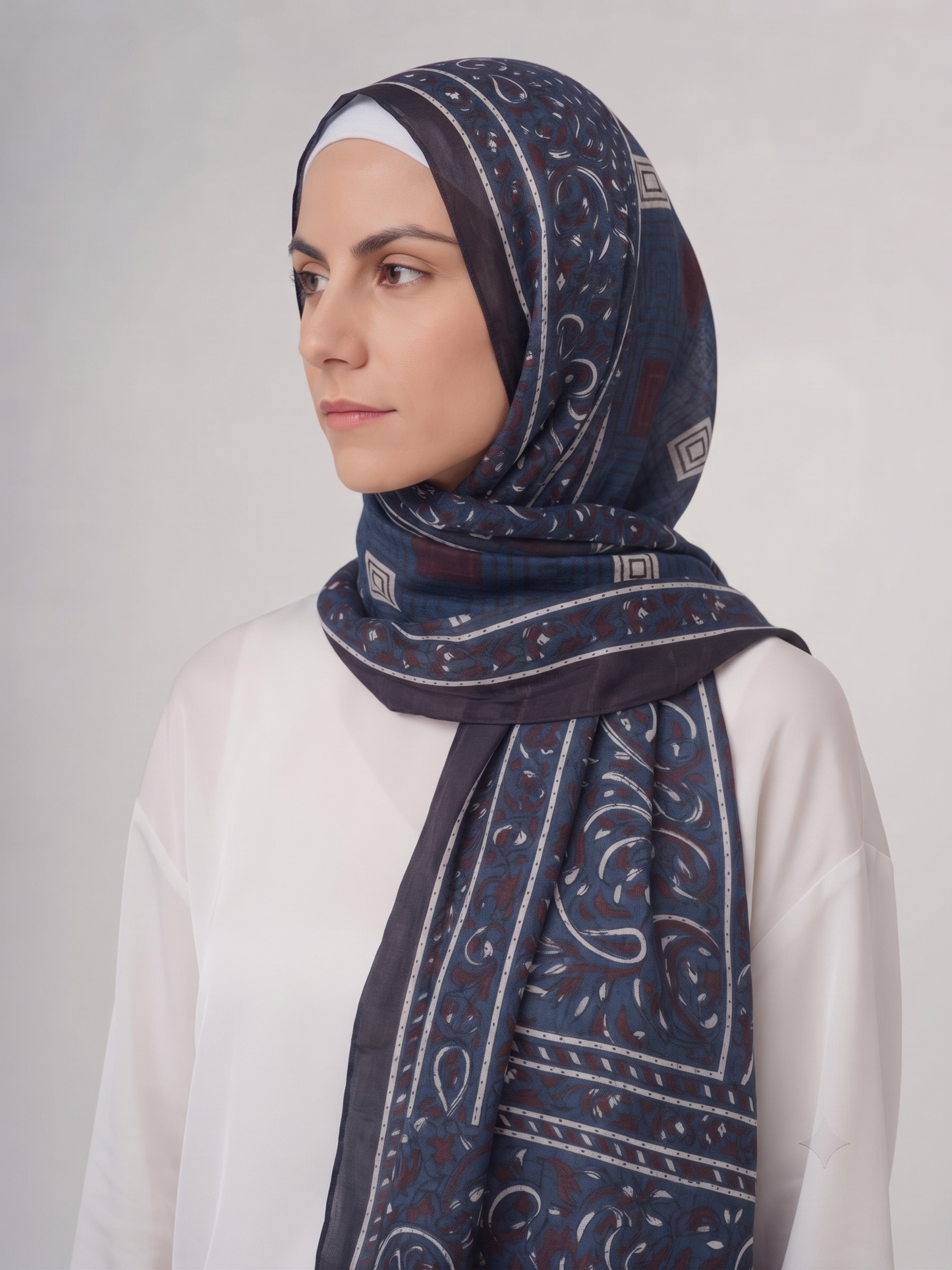 Premium Deep Indigo Blue Silk Hijab