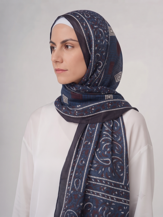 Premium Deep Indigo Blue Silk Hijab