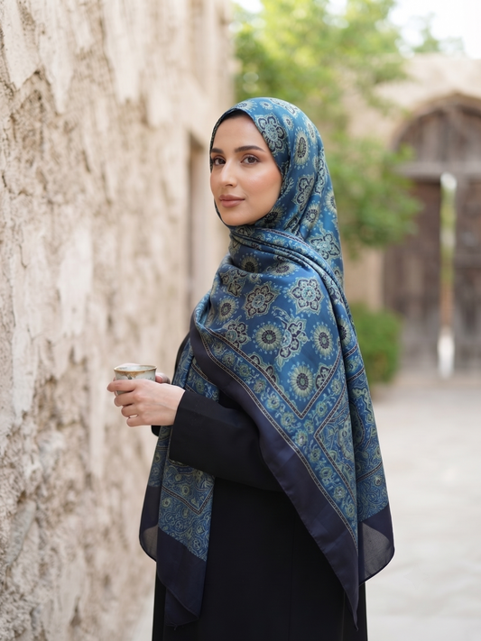 Premium Sapphire Blue Silk Hijab