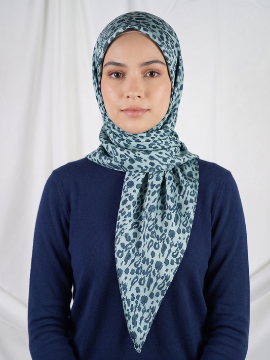 Blue Leopard Print Hijab
