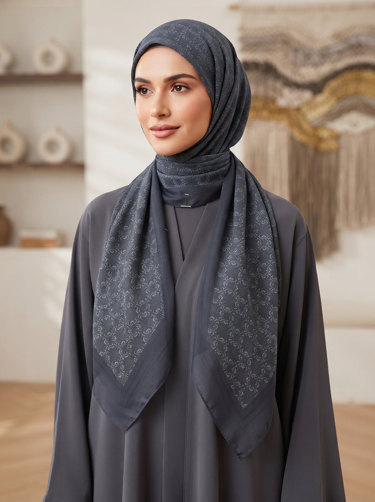 Deep navy blue Cotton Voile Triangle Hijab