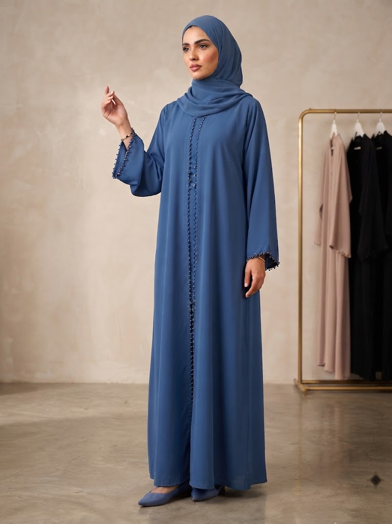 Elegant Royal Front Open Abaya | With Hijab