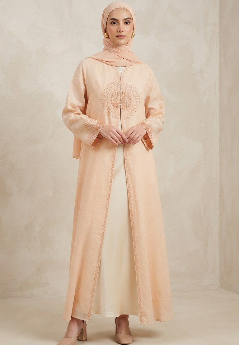 Peach Linen Abaya