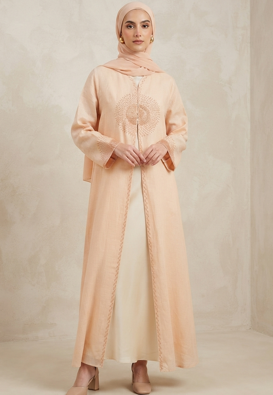 Peach Linen Abaya